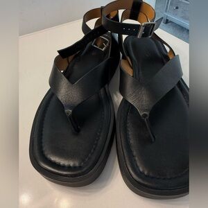 NWOT Madewell Black Leather Sandals size 9.5